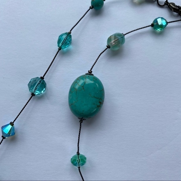 Turquoise Dabby Reid Annie illusion Long Necklace - Picture 5 of 7